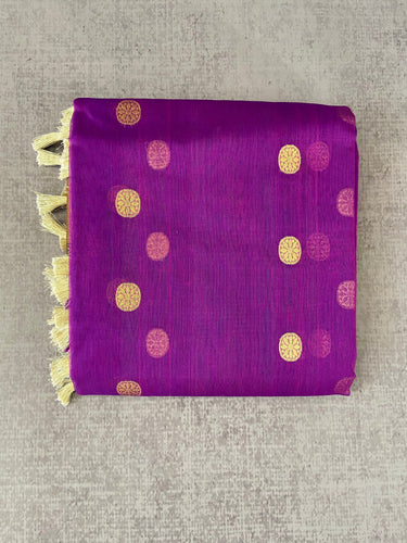 Chanderi silk saree | Katan silk | Handwoven | Silk Mark | Purple | Ships from California